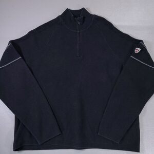 Eddie Bauer Sweater Mens Large Black 1/4 Zip Long Sleeve Made in Australia